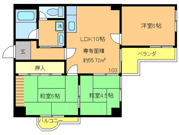 南千里ハイツの物件間取画像